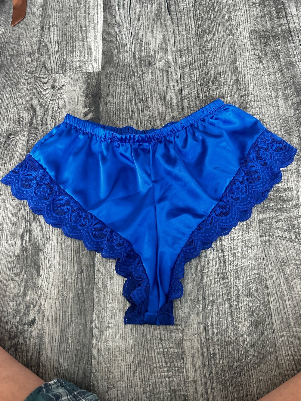 Women's Satin Lace-Trim Shorts - Royal Blue